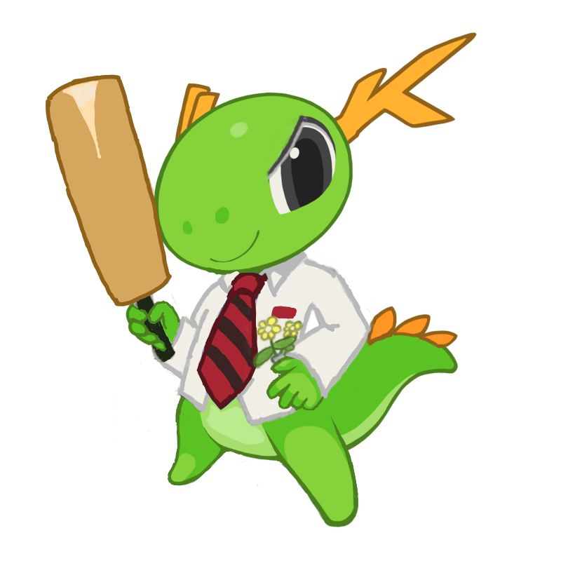 KDE's pet dragon Konqi, dressed up as Shaun of "Shaun of the Dead".