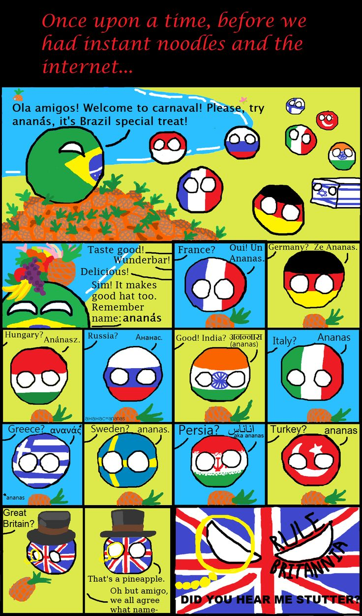 Countryballs being introduced to the pineapple by Brazil