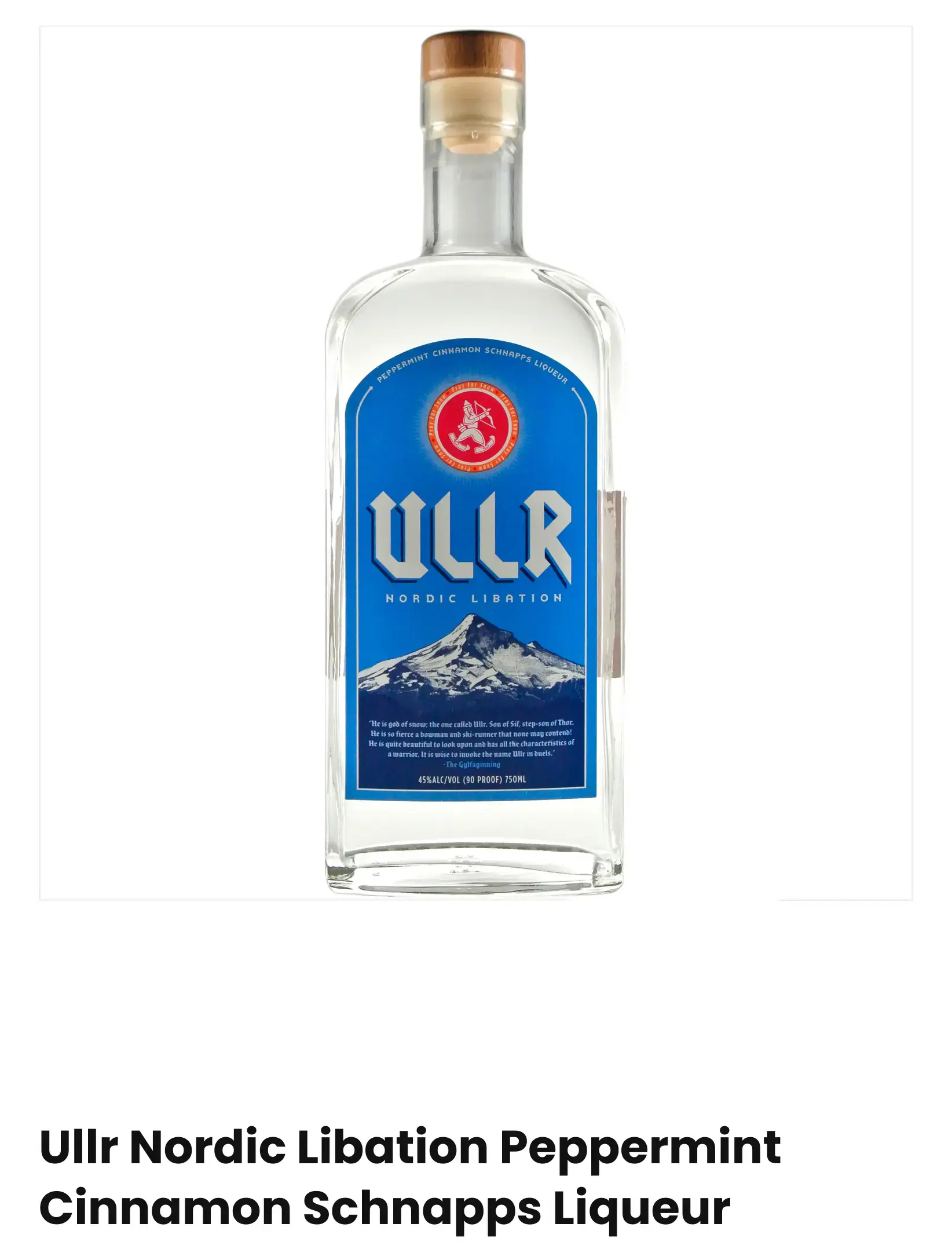 Ullr Nordic Libation Peppermint Cinnamon Schnapps Liqueur