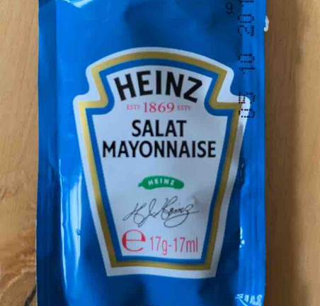 photograph of a packet of Heinz brand "Salat Mayonnaise"