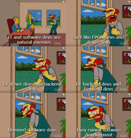 Willie (Simpsons) complaining about software developers